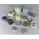 Fourteen assorted pill / trinket boxes including a white metal box stamped '835', Wedgwood
