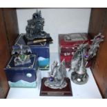 WITHDRAWN SECTION 26. Four large pewter and crystal dragons from The Tudor Mint collection, includ