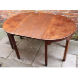 A 19th century mahogany D-end dining table comprising two demi-lune tables and extra leaf, 153cm