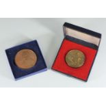 Two assorted medallions including the Railway Centenary Medal, Stockton & Darlington Railway 1825-