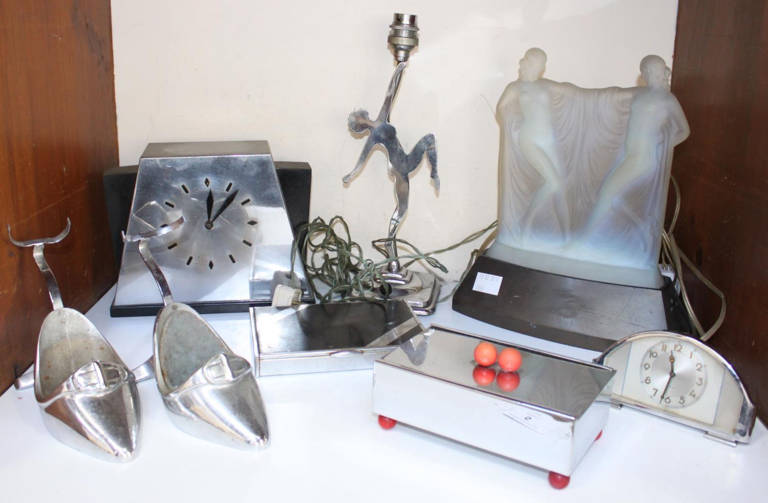 SECTION 5. A small collection of assorted chromium-plated and Art Deco items including two various