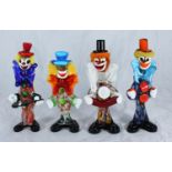 Four various Murano glass clowns, the tallest approx. 25cm (4)