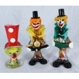 Three various Murano glass clowns, one modelled as the Mad Hatter, the tallest approx. 25cm (3)