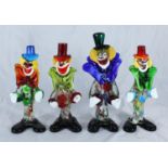 Four various Murano glass clowns, the tallest approx. 25cm (4)