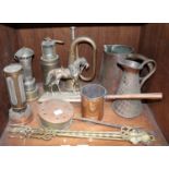 SECTION 42 & 43. A collection of handbells and doorbells together with various lamps, copper and