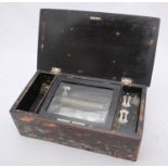 A 19th century Swiss music box, working but for restoration, 35x19cm