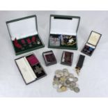 A collection of assorted reproduction medals including three Victoria Cross's on ribbons and