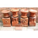 Four campagna style terracotta garden urns, two pedestals and other terracotta items (AF)