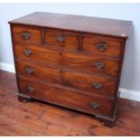 A mid-18th century English mahogany chest of three short, over three long graduated drawers with