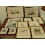 A collection of etchings, lithographs and other prints by and after R. Farren, A. Ballin, W. Wyllie,