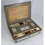 An Anglo-Indian Vizagapatam ivory and micro-mosaic sewing box with multi-compartmented interior,