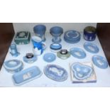 SECTION 7. A small collection of assorted Wedgwood Jasperware comprising pin dishes, vases, pot