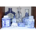 SECTION 13. A quantity of large Oriental blue and white porcelain vases, jars, elephant, pots and
