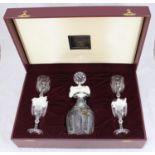 A Brierley Hill cut-glass decanter and four glass set, housed in original fitted and lined box