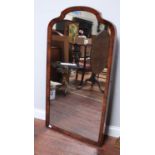 A 19th century mahogany framed dressing mirror with shaped top, 127x67cm