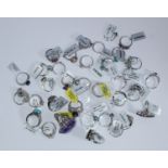 35 Gemporia white metal rings, marked 925 and with various semi-precious stones including topaz,