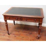 A 19th mahogany writing desk, of rectangular form, inset cloth scribe, with two frieze drawers,