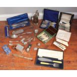 Proceeds to Rowans Hospice Silver Appeal - Various cased sets of silver-plated cutlery, souvenir