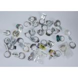 35 Gemporia white metal rings, marked 925 and with various semi-precious stones including topaz,