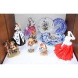 SECTION 26. A small collection of assorted ceramic items comprising two Royal Doulton ladies, '