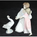 Two assorted boxed Lladro porcelain figures comprising 'Good Night 05449' and 'Little Duck 04552'