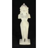 A 19th century carved stone figure of a female attendant, India, 47cm high (as found)