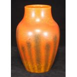 A Pilkingtons Royal Lancastrian vase of baluster form, with orange vermillion glaze, impressed