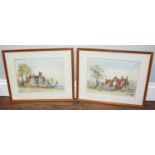 Lady Margaret Amherst, 'Cottages at Alverstoke', watercolours, a pair, titled in pencil, mounted,
