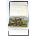 An album of approximately 40 postcards, predominantly depicting scenes of Native Americans, some