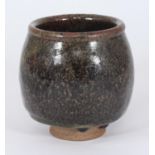 ADDENDUM - IN THE STYLE OF Shoji Hamada (1894-1978)? a stoneware Chawan or tea bowl in tenmoku glaz