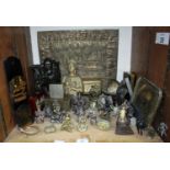 SECTION 29. A large collection of various Oriental items including metal, wooden and resin figures