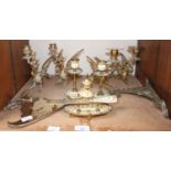 SECTION 29. A brass and enamelled desk set of inkstand, paperknife and matching candlesticks,