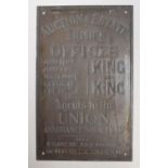 Of local interest. A metal advertising sign 'Auction & Estate Agency Offices King & King, Agents