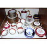 SECTION 3. A French porcelain part coffee and dinner service, with red and gilt decoration,