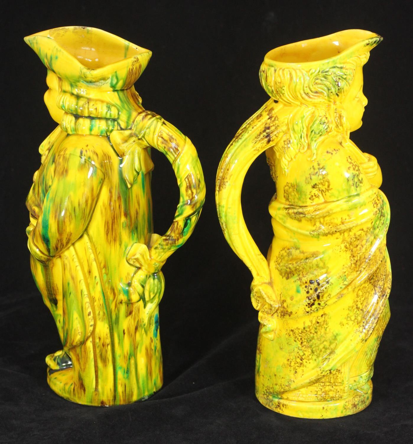 A pair of Mintons Toby jugs 'Barrister' and 'Lady with a Fan', in yellow, green and brown - Image 2 of 2