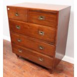 A mahogany Campaign chest of two short over three long drawers, with flushed brass pulls and