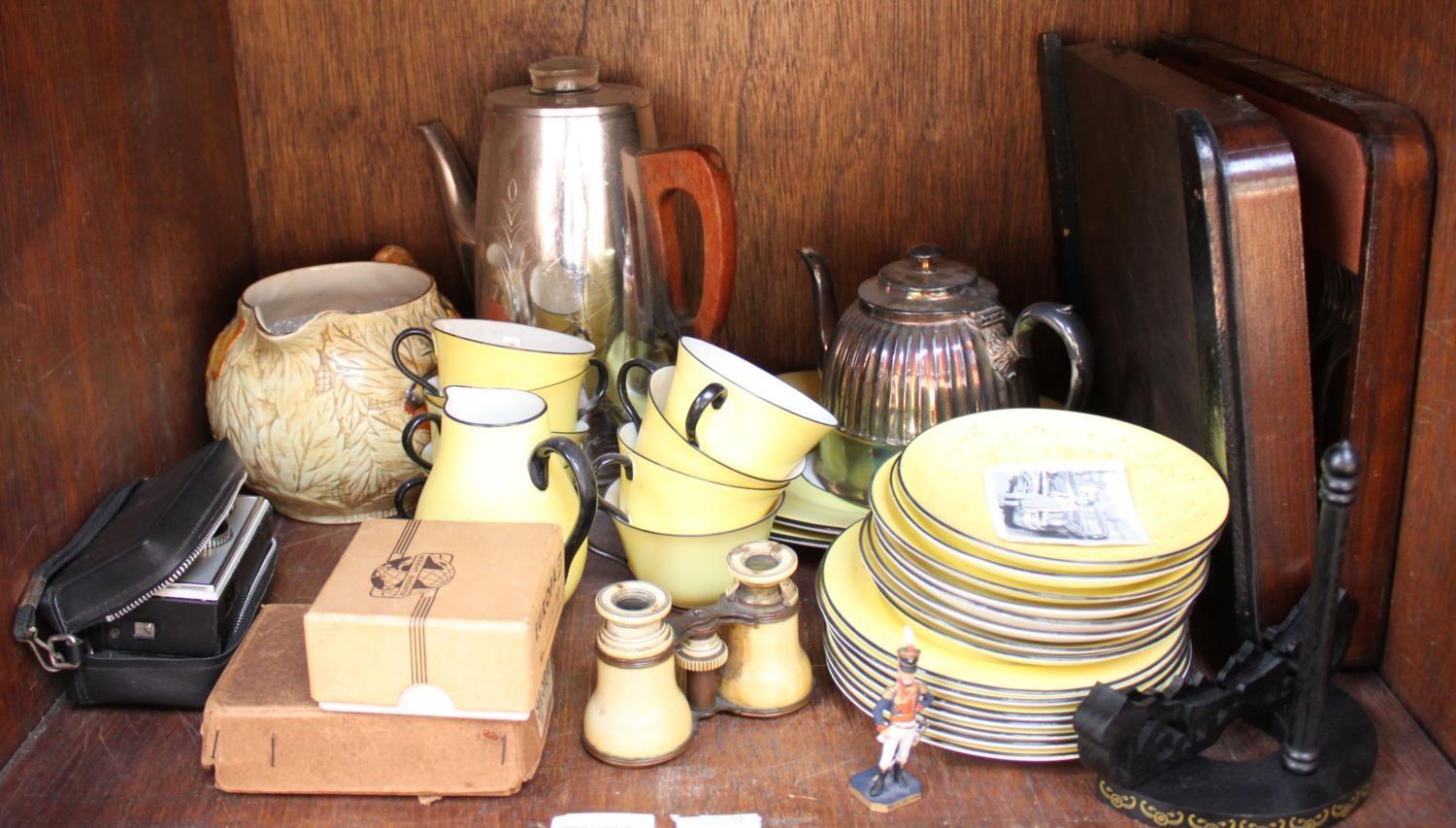 SECTION 41. A small collection of yellow Crown Staffordshire pottery tea wares, two silver-plated - Image 2 of 2