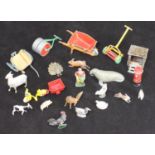 A small collection of assorted vintage cast metal toys including examples by Dinky and Budgie etc.