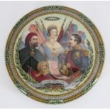 'Tria Juncta In Uno', a Prattware pot lid No. 164 depicting Queen Victoria, Napoleon III & Sultan