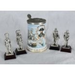 A Royal Worcester lidded tankard, 'Nelson's Victory at Trafalgar,' together with four Royal