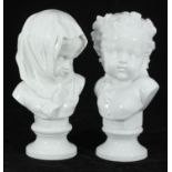 After Louis Kley (1833-1911), a pair of white glazed porcelain busts emblematic of the seasons, '