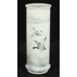 A Royal Worcester vase by Jas Stinton, of cylindrical form, decorated with a drake and a duck