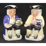 Two Kevin Francis 'The Toby Jug Collector' Vic Schuler by Peggy Davies Toby Jugs in yellow and blue,