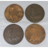 Four various WW1 bronze Commemorative Plaques (Death Pennies), named to Reginald Walter Thorpe,