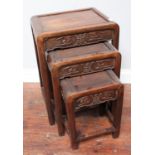 A nest of three Chinese rosewood occasional tables