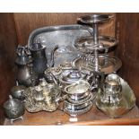 SECTION 40. Silver-plated wares including a three-tier cake stand, bread basket, milk and sugar