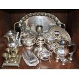 SECTION 38. Silver-plated wares including a large twin-handled tray, butter dish and cover, rose