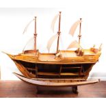 A large African Mukwa wood Mayflower Galleon drinks bar, limited edition, imported from Africa,