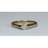 A 9ct gold solitaire diamond ring, claw-set RBC diamond estimated at 0.25 carats, ring weight 2.7