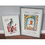 A signed poster of Tony Curtis from an exhibition at the Catto Gallery, together with a signed